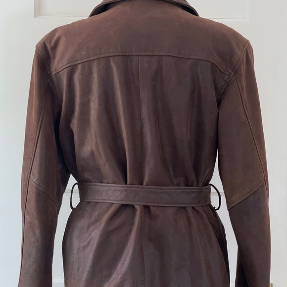 Vintage Brown Belted Leather Jacket | Asymetrial Zipper Closure Medium - Picture 6 of 11